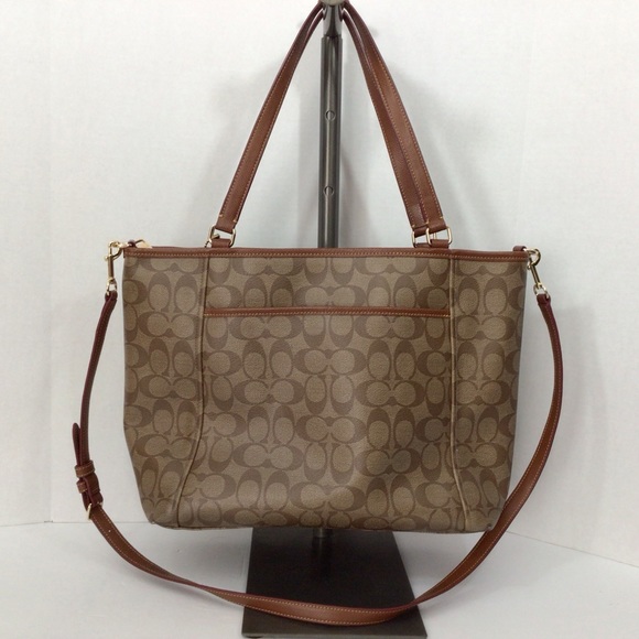 Coach Brown and Tan Signature C’s Tote/Crossbody - Picture 2 of 11